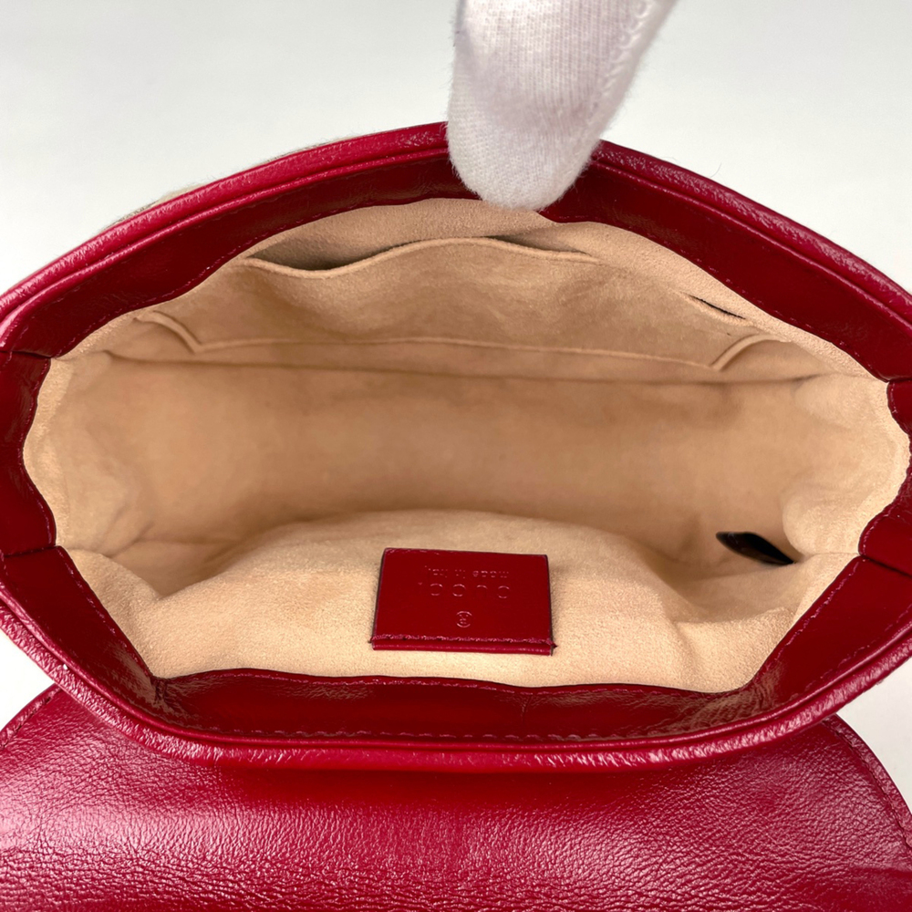 Gucci GG Marmont Handbag, 2-Way Chain Shoulder Bag, Double G Canvas, Red/Beig... - Picture 8 of 9